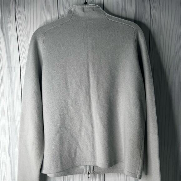 VTG Evie Gray Y2K Cashmere  Knit  Full  Zipper  Cardigan Sweater Sz L - Picture 4 of 7
